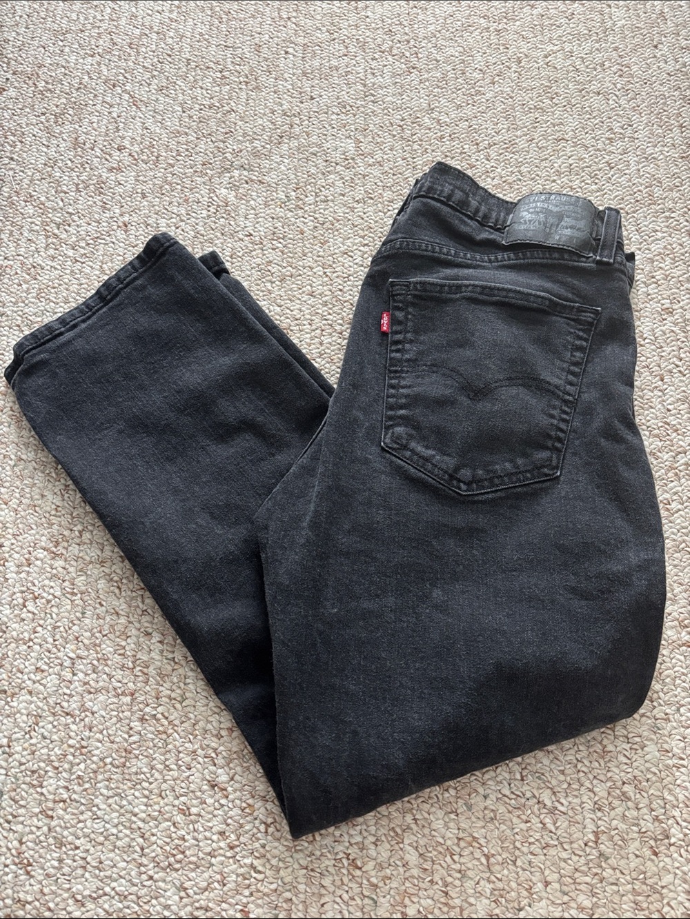 Levi's Black Denim Straight Leg Jeans with Red Tab